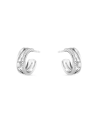 Georg Jensen 18K White Gold Fusion Diamond Small Hoop Earrings
