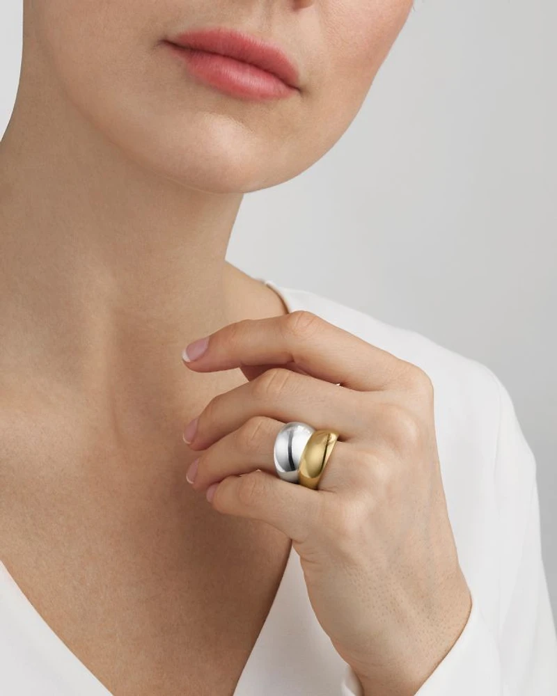 18K Gold & Sterling Silver Curve Sculptural Ring