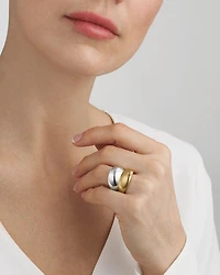 18K Gold & Sterling Silver Curve Sculptural Ring