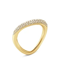 Georg Jensen 18K Yellow Gold Offspring Diamond Pave Wavy Ring