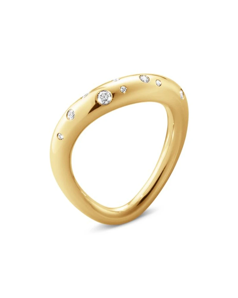 18K Yellow Gold Offspring Diamond Wavy Ring