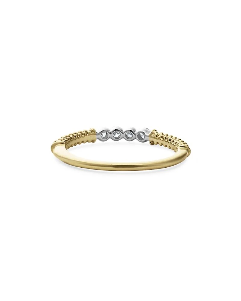 18K White & Yellow Gold Signature Caviar Diamond Stacking Rings
