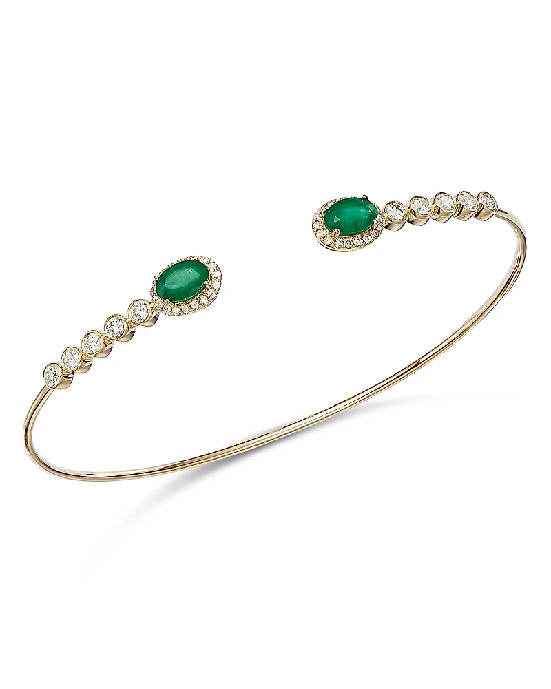 Bloomingdale's Fine Collection Emerald & Diamond Cuff Bangle Bracelet