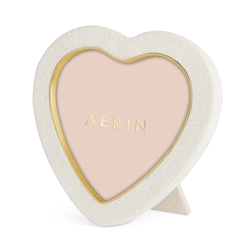 Aerin Shagreen Heart Frame, Cream