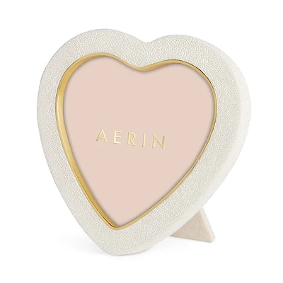 Aerin Shagreen Heart Frame, Cream
