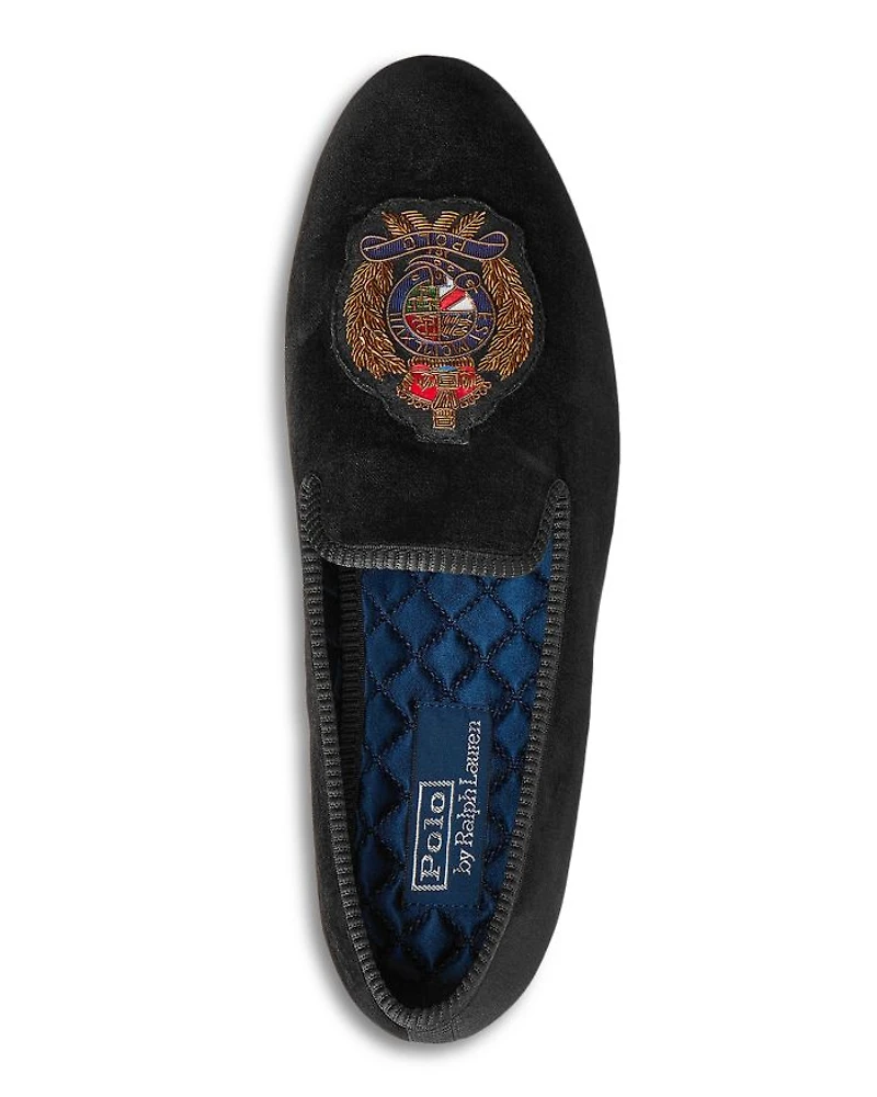 Men's Paxton Crest Velvet Slipper