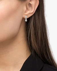 Sterling Silver Caviar Spark Diamond Huggie Hoop Earrings