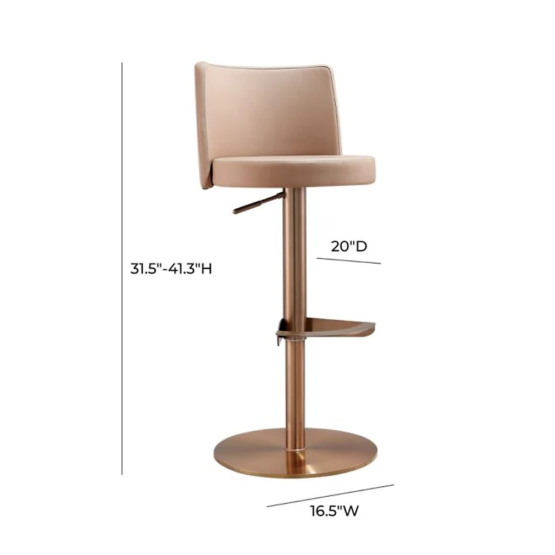 Loosha Cafe Au Lait Performance Faux Leather Adjustable Stool