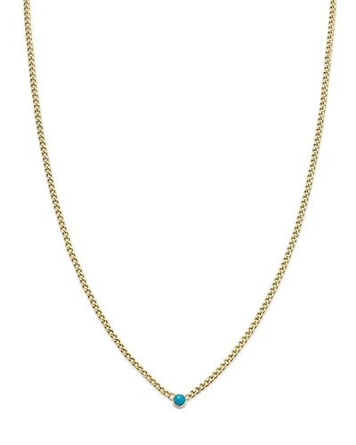14K Yellow Gold Turquoise Pendant Necklace, 14"-16"