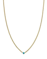 14K Yellow Gold Turquoise Pendant Necklace, 14"-16"