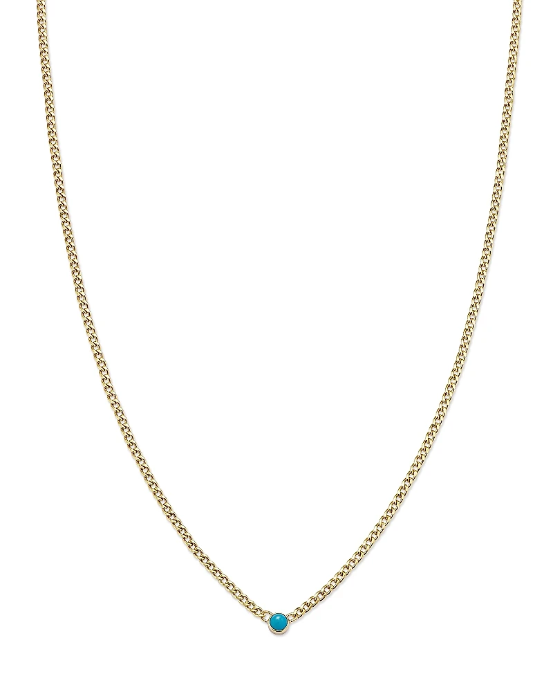 Zoe Chicco 14K Yellow Gold Turquoise Pendant Necklace, 14-16