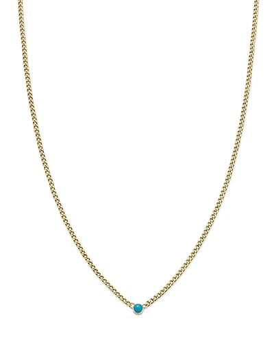 Zoe Chicco 14K Yellow Gold Turquoise Pendant Necklace, 14-16