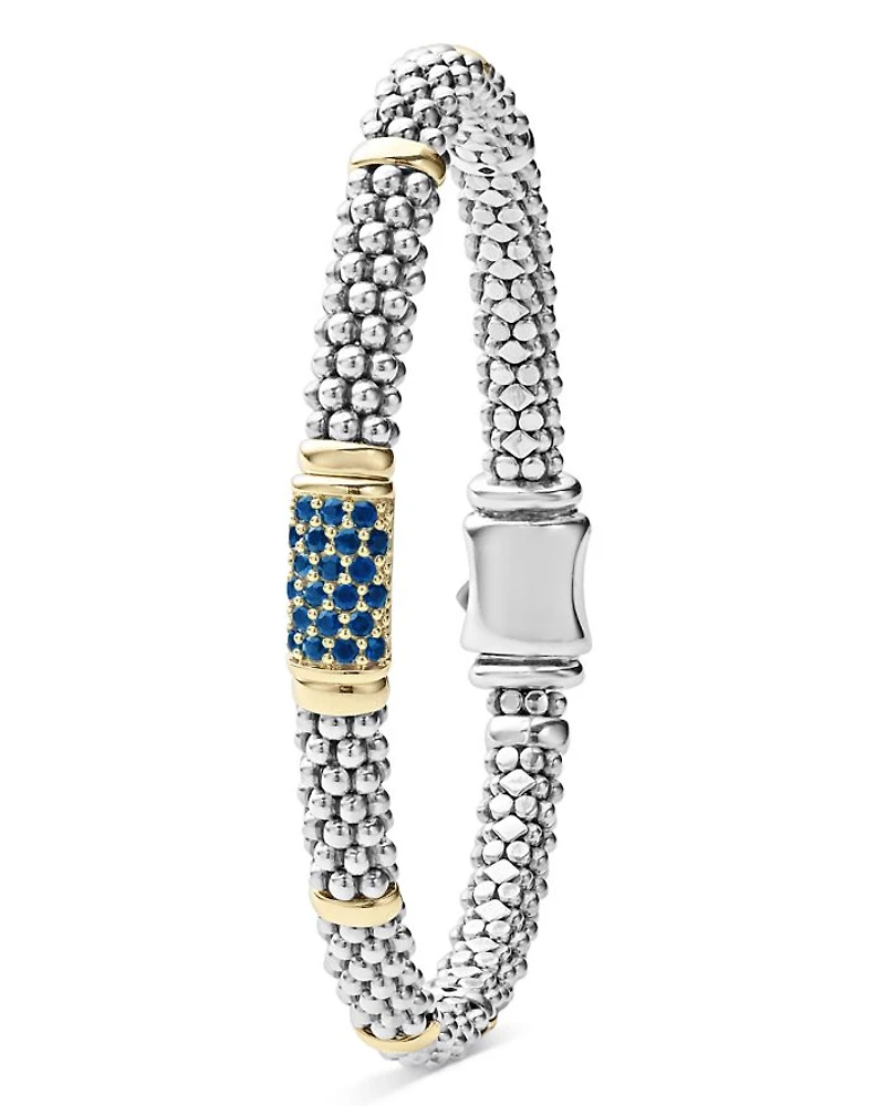 Sterling Silver & 18K Gold Signature Caviar Sapphire Station Bracelet