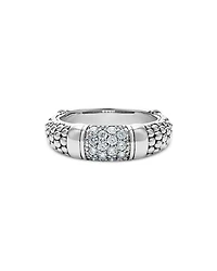 Sterling Silver Signature Caviar Pavé Diamond Ring