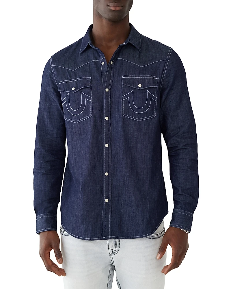 True Religion Dark Wash Denim Western Shirt