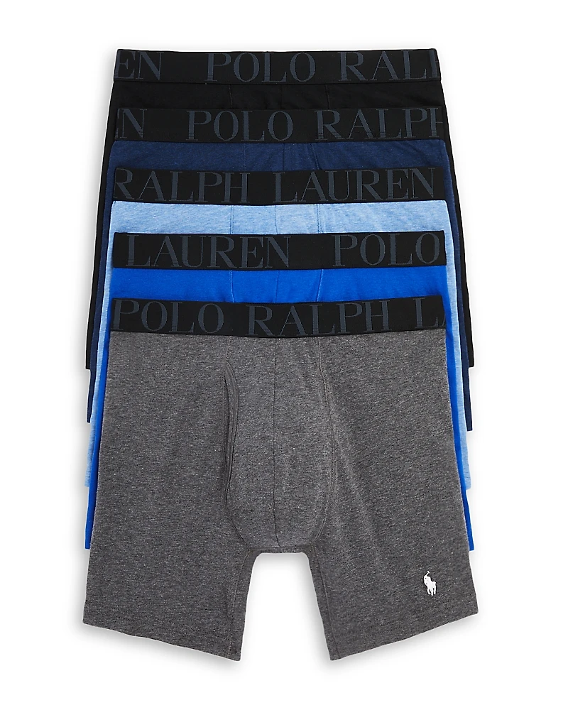 Polo Ralph Lauren Stretch Logo Waistband Classic Fit Boxer Briefs, Pack of 5