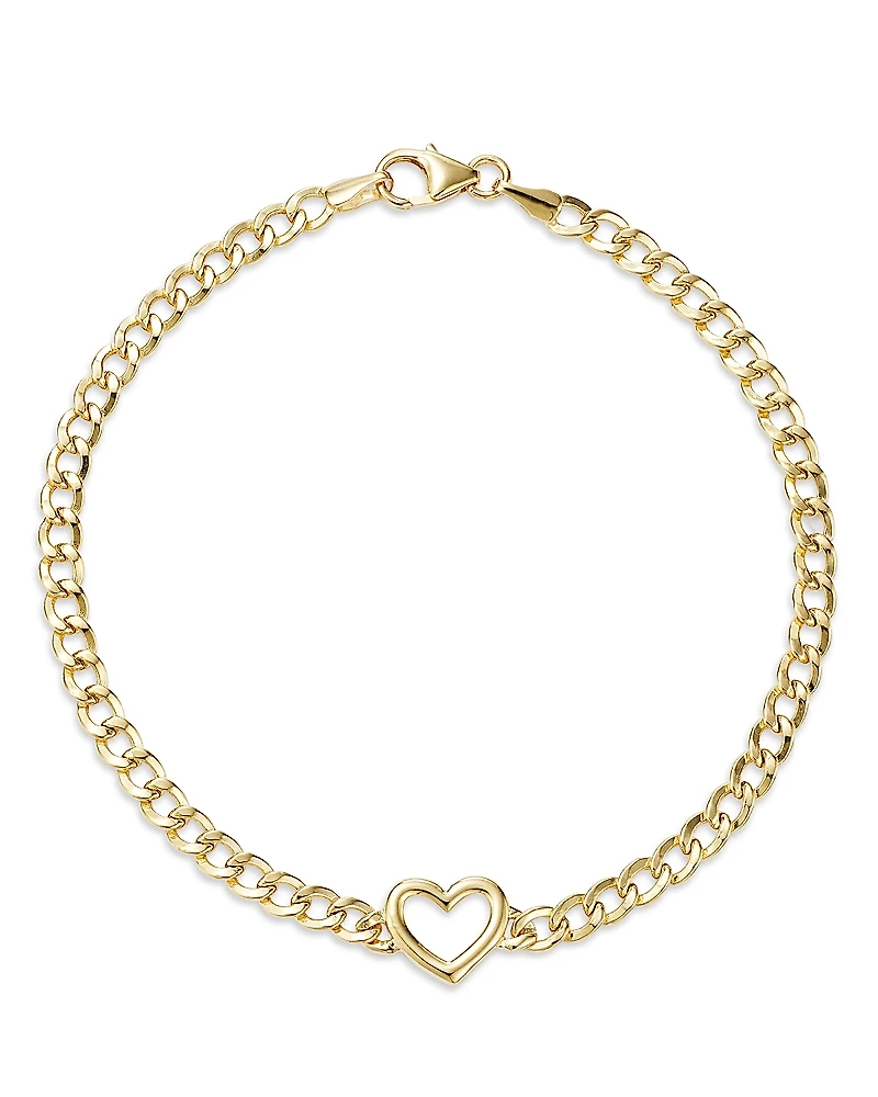 Bloomingdale's Fine Collection Open Heart Curb Link Chain Bracelet