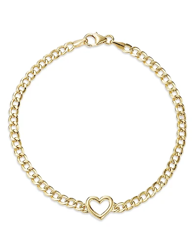 Bloomingdale's Fine Collection Open Heart Curb Link Chain Bracelet