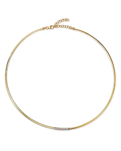 14K Yellow Gold Diamond Omega Link Collar Necklace, 16-18"