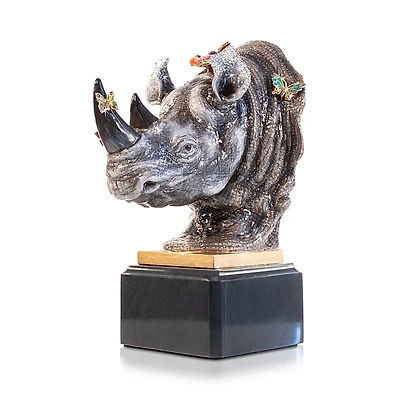 Jay Strongwater Rhino Bust with Butterflies Objet D'Art