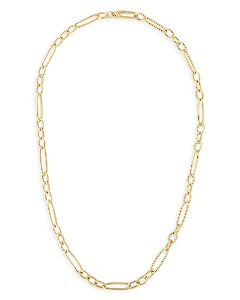 18K Yellow Gold Figaro Link Chain Necklace, 18"