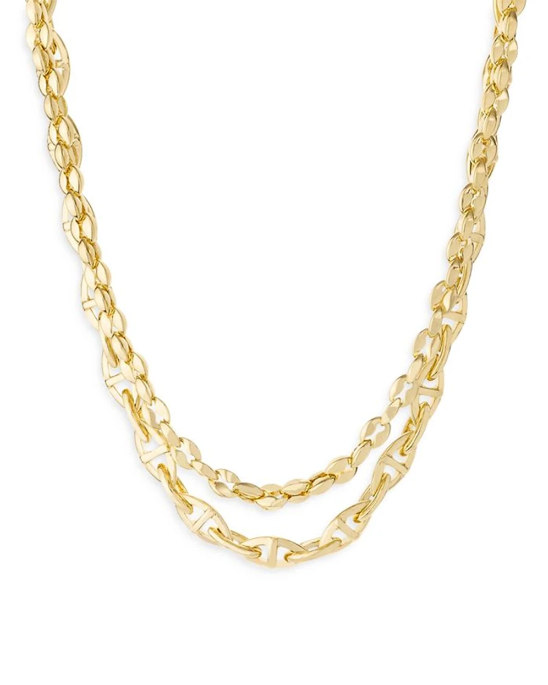 Golden Rays Linked Chain 18K Gold Plated Necklace Set