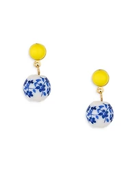 Indigo Floral Drop Earrings in 18K Gold Plate
