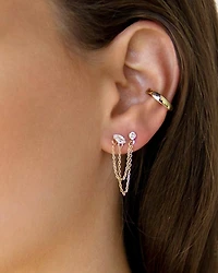 Draped Chain Double Piercing Earrings 18K Gold Plate