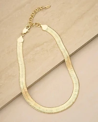 Snake Smooth Chain 18K Gold Plated Necklace, 15"