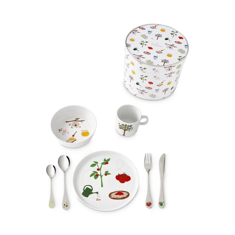 Eveil Gourmand Child's 7-Piece Dinnerware and Cutlery Gift Set
