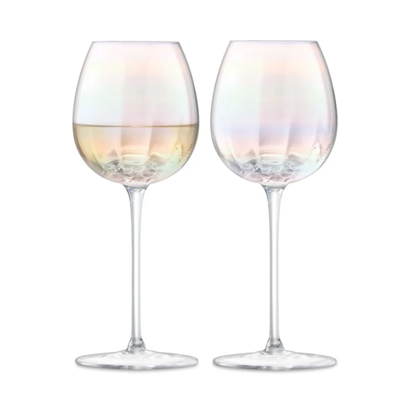 Mother of Pearl Look White Wine Glasses, Set of 2