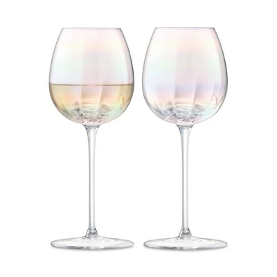 Mother of Pearl Look White Wine Glasses, Set of 2