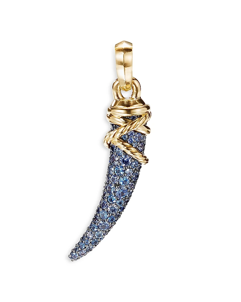 David Yurman 18K Yellow Gold Tusk Amulet with Blue & Violet Sapphires