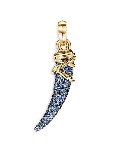 David Yurman 18K Yellow Gold Tusk Amulet with Blue & Violet Sapphires