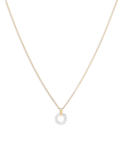 Marco Bicego 18K White & Yellow Gold Jaipur Link Diamond Flat Circle Pendant Necklace, 16.5