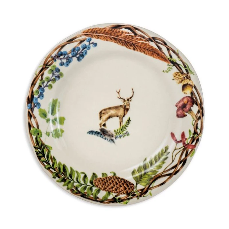 Forest Walk Café Au Lait Dessert/Salad Plate, Assorted Set 4