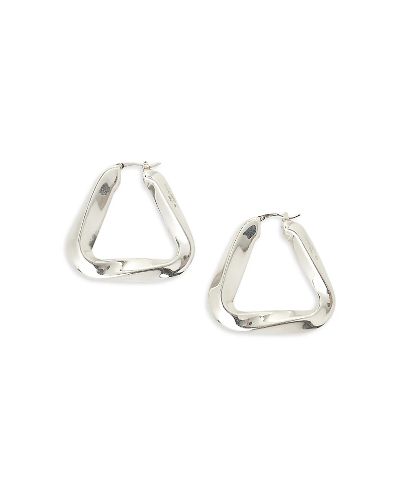 Bottega Veneta Sterling Silver Triangle Hoop Earrings
