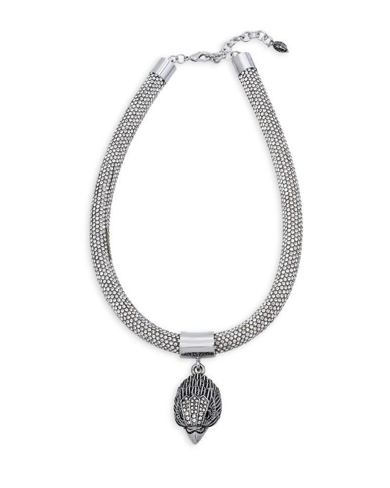 Shimmer Mesh Rope Eagle Collar Necklace, 16"