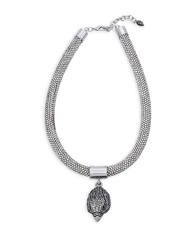 Shimmer Mesh Rope Eagle Collar Necklace, 16"