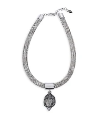 Shimmer Mesh Rope Eagle Collar Necklace, 16"