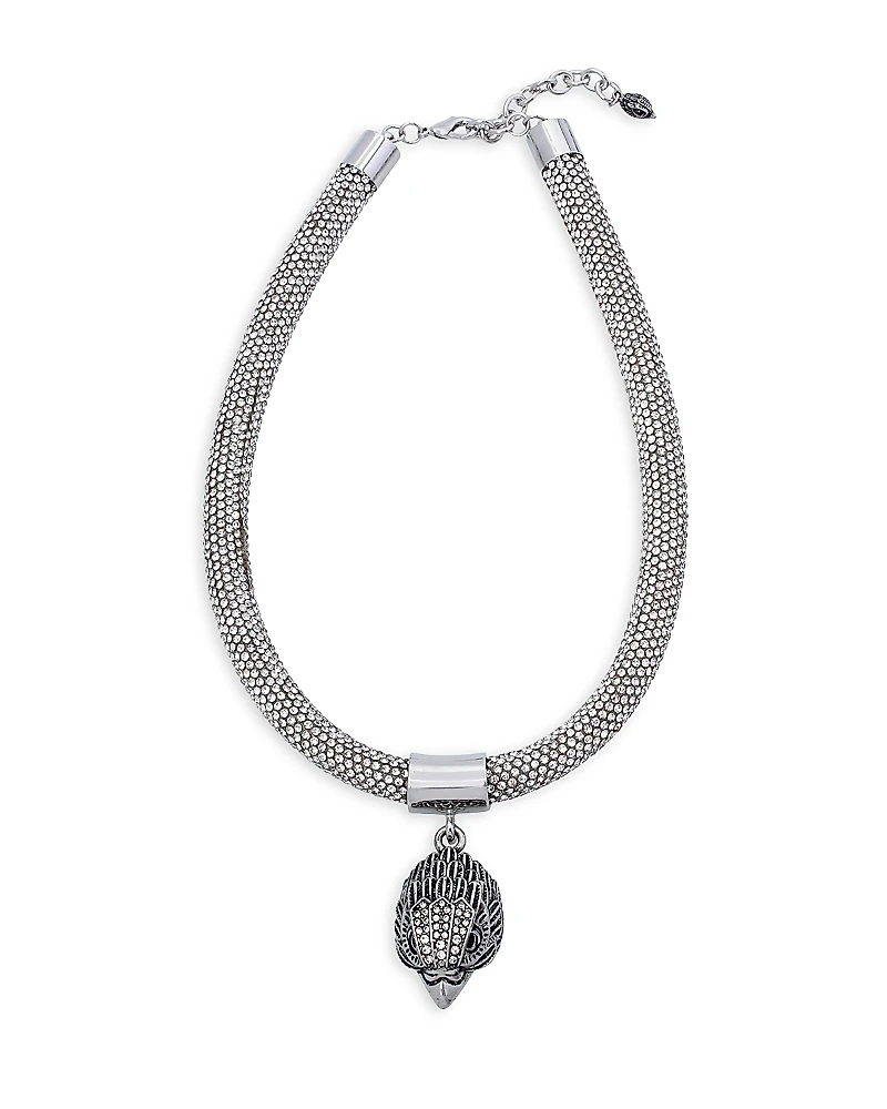 Kurt Geiger London Shimmer Mesh Rope Eagle Collar Necklace, 16