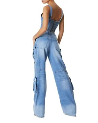 Breslin Denim Corset Top & Cay Baggy Cargo Jeans