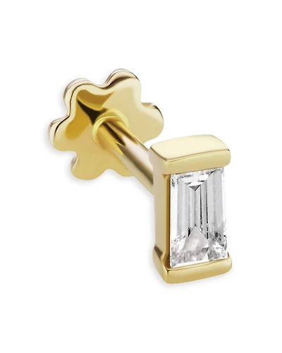 18K Yellow Gold Diamond Baguette Single Stud Earring