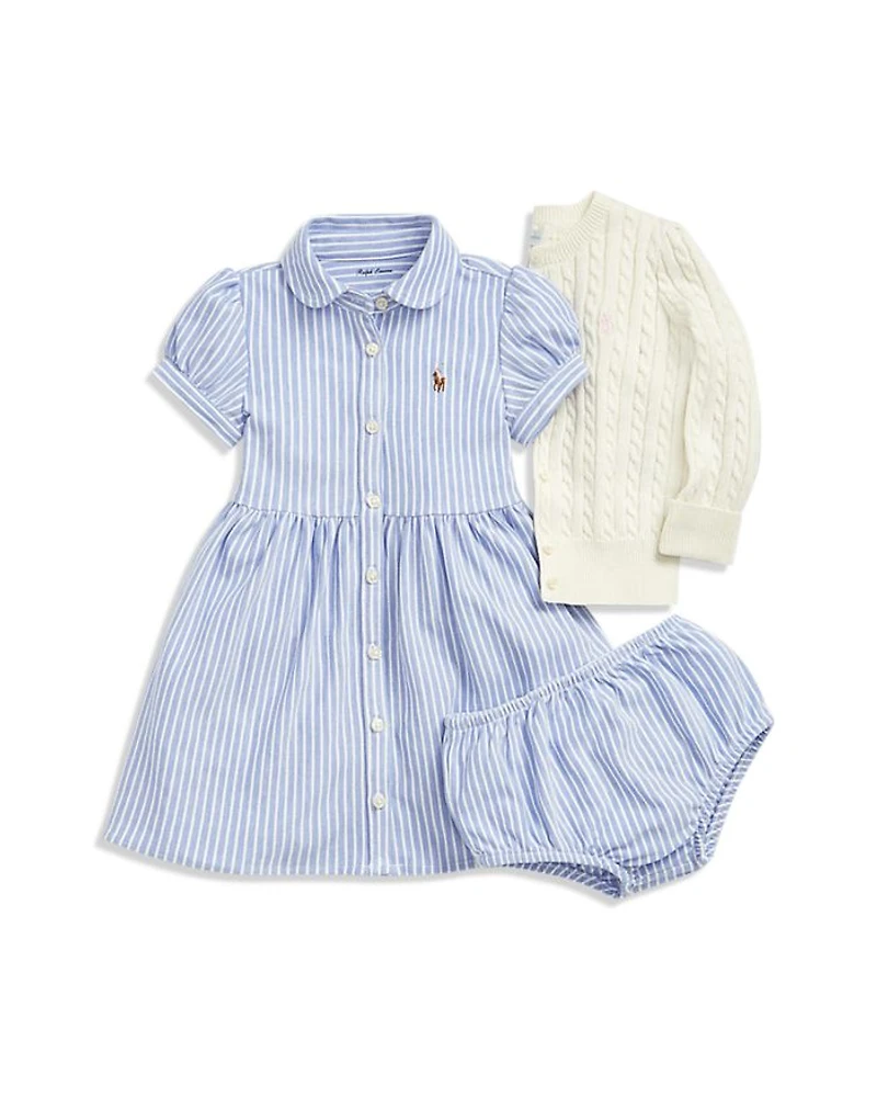 Girls' Striped Oxford Dress & Bloomers Set - Baby