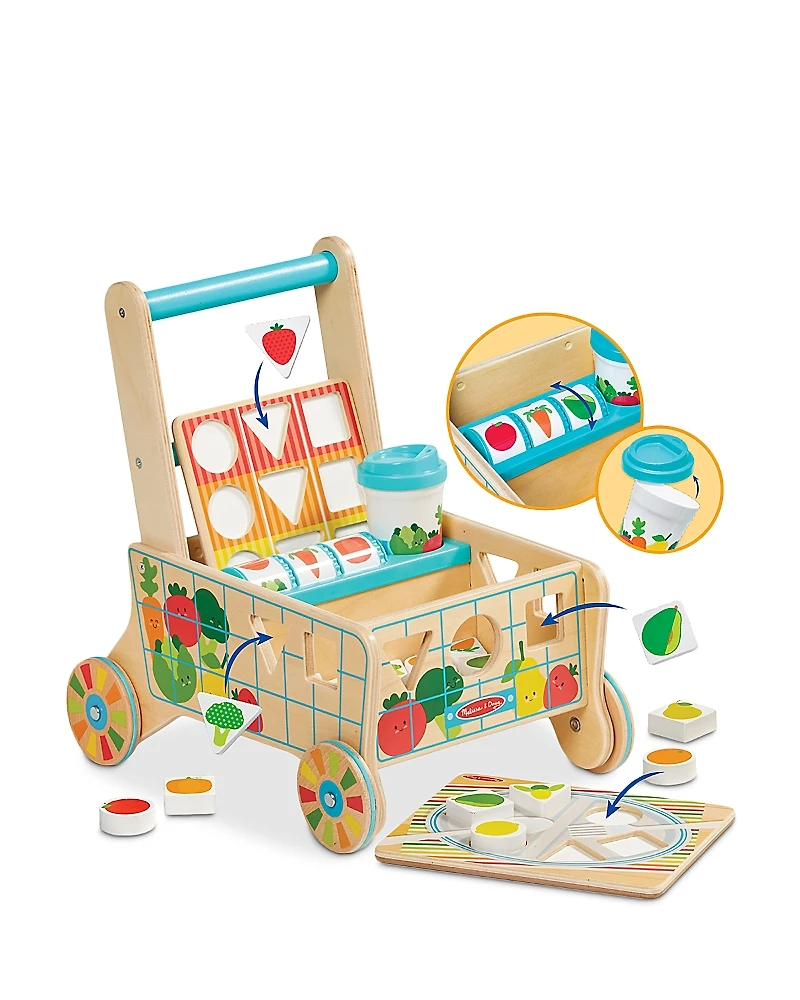 Melissa & Doug Wooden Shape Sorting Grocery Cart - Ages 2+