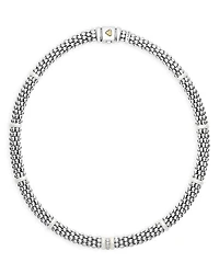 Ceramic & Sterling Silver White Caviar Diamond Station Necklace