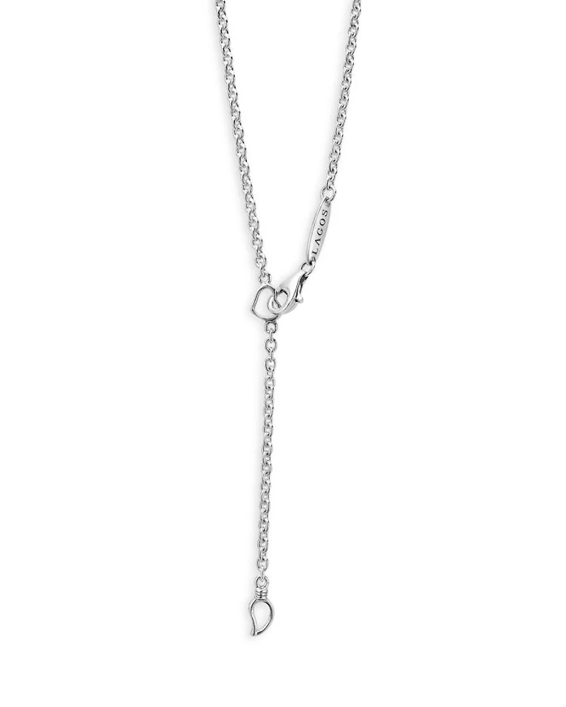 18K Yellow Gold & Sterling Silver Caviar Lux Oval Diamond Pendant Necklace, 16"