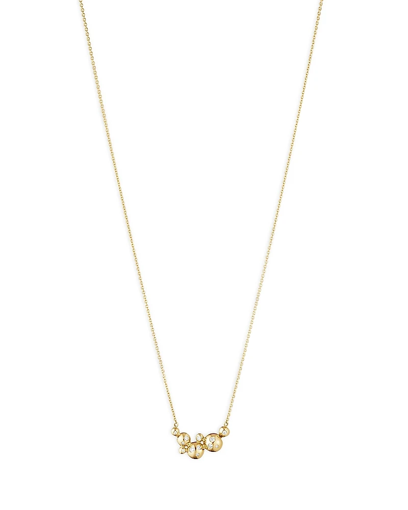 Georg Jensen 18K Yellow Gold Moonlight Grapes Diamond Bead Cluster Pendant Necklace, 17.72