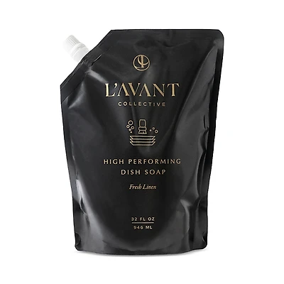 L'Avant Collective High Performing Dish Soap Refill Pouch, Fresh Linen 32 oz.