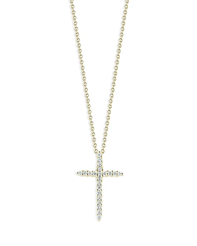 Roberto Coin 18K Yellow Gold Tiny Treasures Diamond North South Cross Pendant Necklace, 16-18